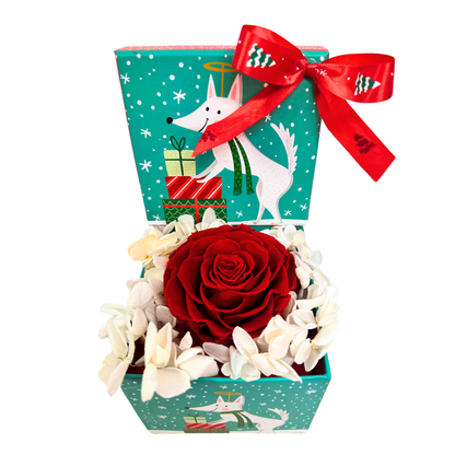 Christmas Rose Gift Box: A Tiny Treasure of Love - RED -green